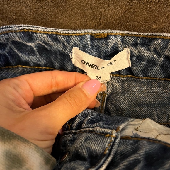 O neill high waisted denim shorts size 26 distressed EUC - Picture 2 of 3